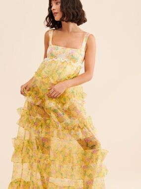 Yellow Floral Tiered Ruffle Sundress. For Love And Lemons